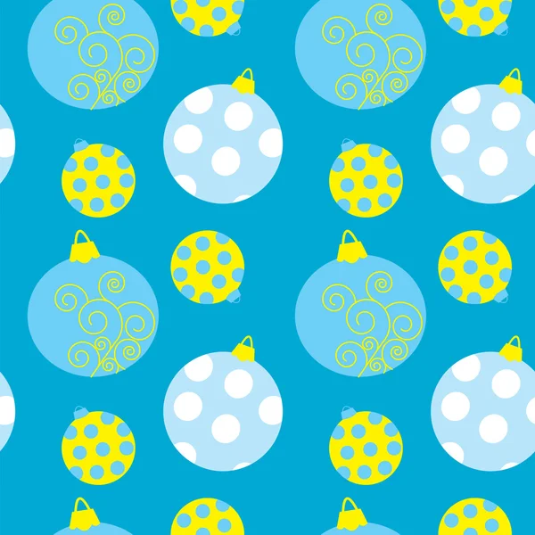 Patrón sin costuras con bolas de Navidad sobre un fondo azul — Vector de stock