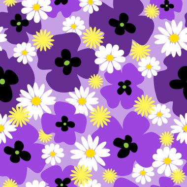 Kırmızı haşhaş ve papatya ile Seamless Modeli