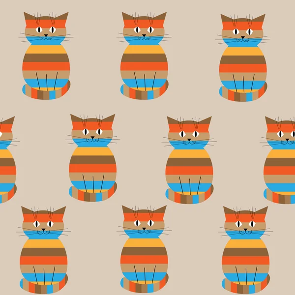 Patrón de rayas sin costuras con gatos lindos — Vector de stock