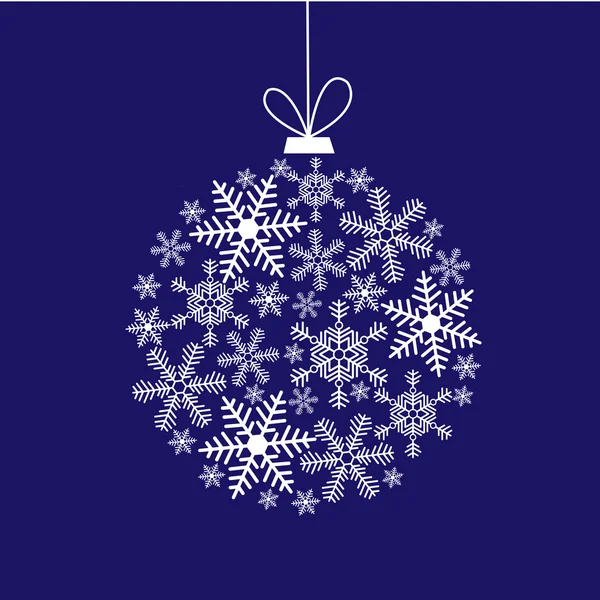 Tarjeta de Navidad con una bola de copos de nieve — Archivo Imágenes Vectoriales