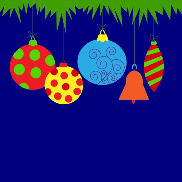 Tarjeta de Navidad con bolas y campana — Archivo Imágenes Vectoriales