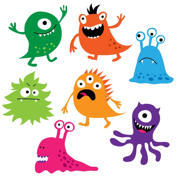 Set of cute colorful monsters — Stock Vector