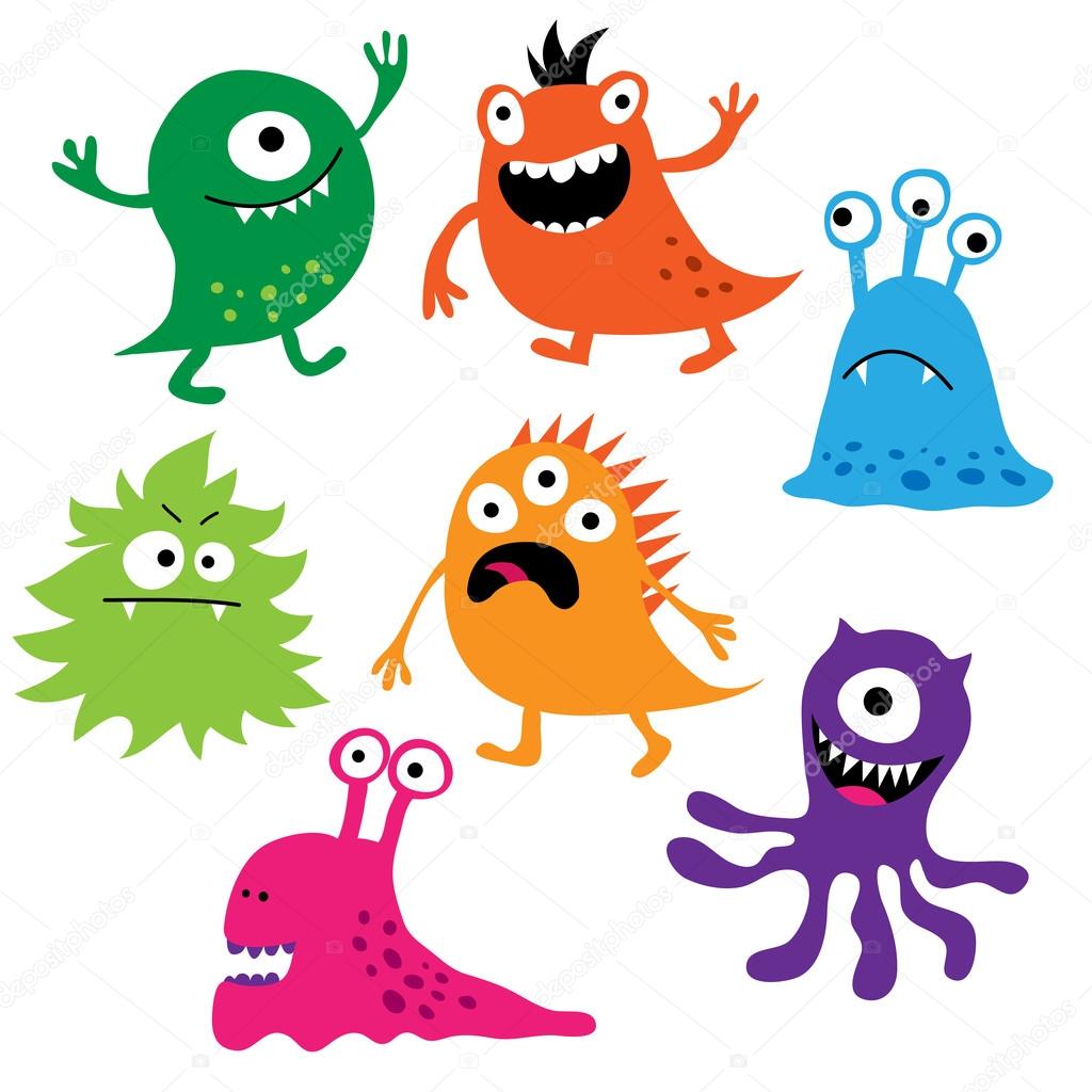 Set of cute colorful monsters