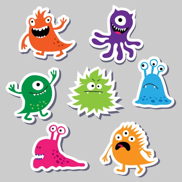 Seth bright charming cute monsters — Stock Vector