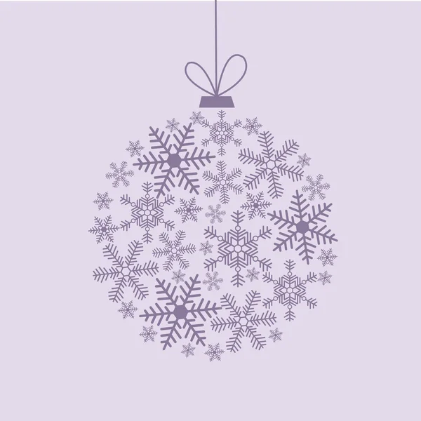 Carte de Noël avec une belle boule de flocons de neige — Image vectorielle