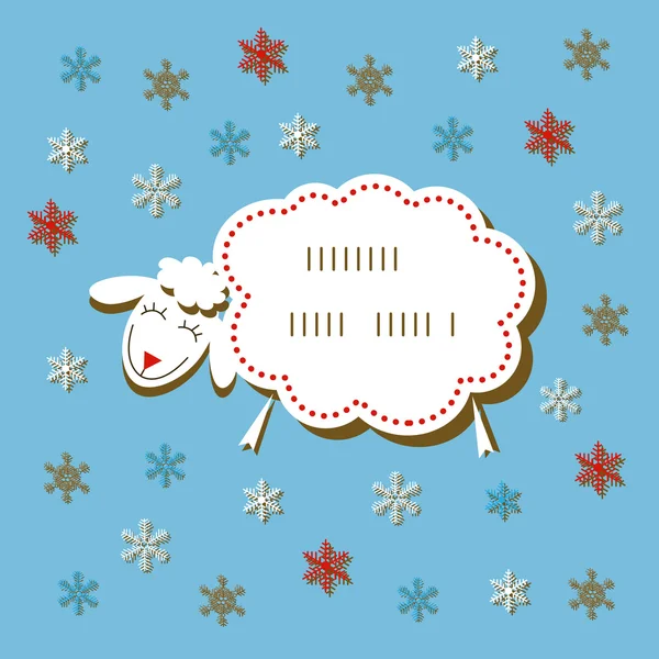 Karácsonyi kártya aranyos fehér bárány — Stock Vector