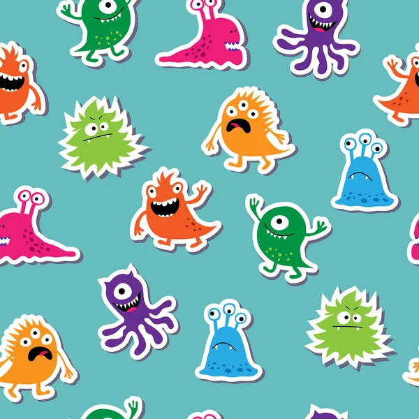 Seamless template with cute colorful monsters — Stock Vector