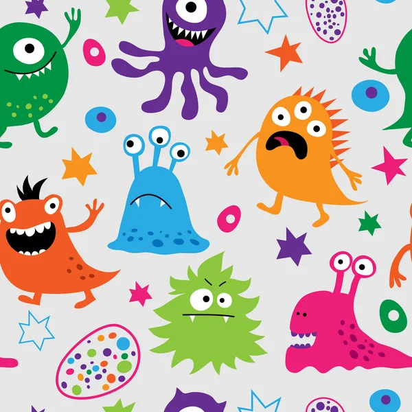 Seamless pattern with alien monsters — Stock Vector