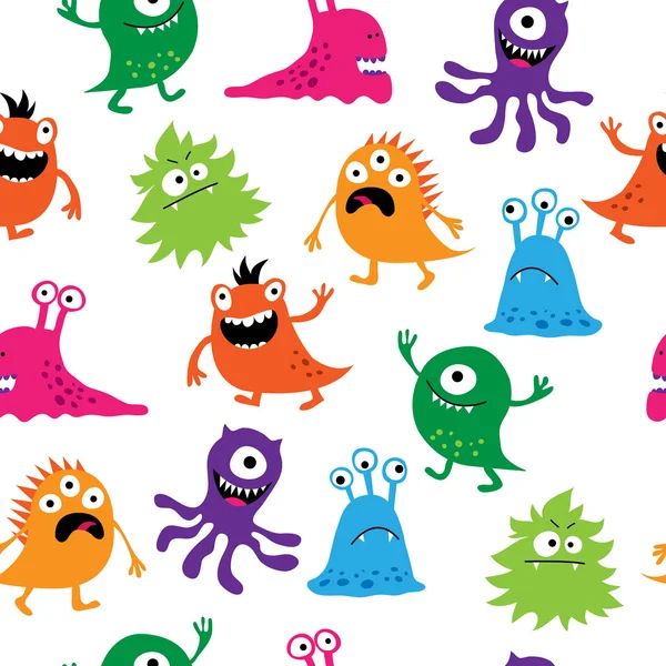 Seamless pattern with colorful cute creatures Royalty Free Stock Vectors