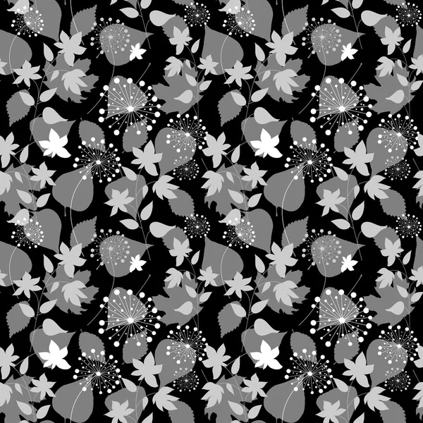 花と葉でグラフィカルにシームレス パターン — ストックベクタ