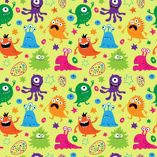 Bright seamless pattern with aliens — Stock Vector