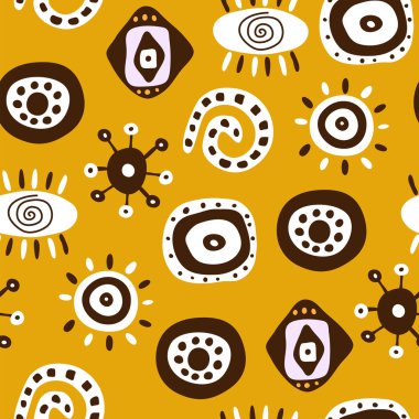 Sarı zemin üzerine Afrika süsleme