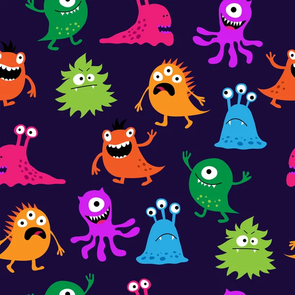 Seamless bright pattern of monsters — Stock Vector