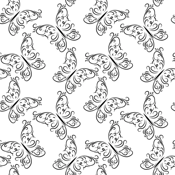 Decoratieve naadloze patroon met vlinders — Stockvector