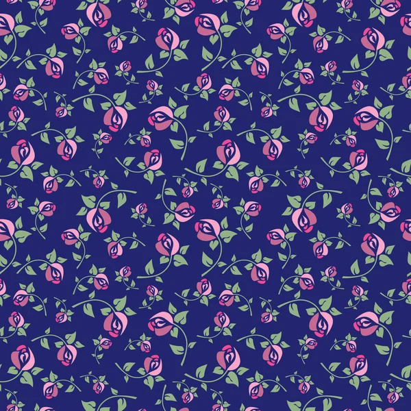 Motif floral sans couture sur un fond bleu — Image vectorielle