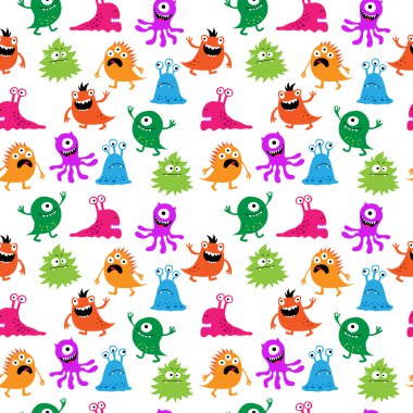 Çok renkli canavarlar ile dekoratif seamless modeli