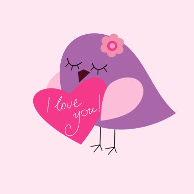 Postcard Valentine's Day with a bird