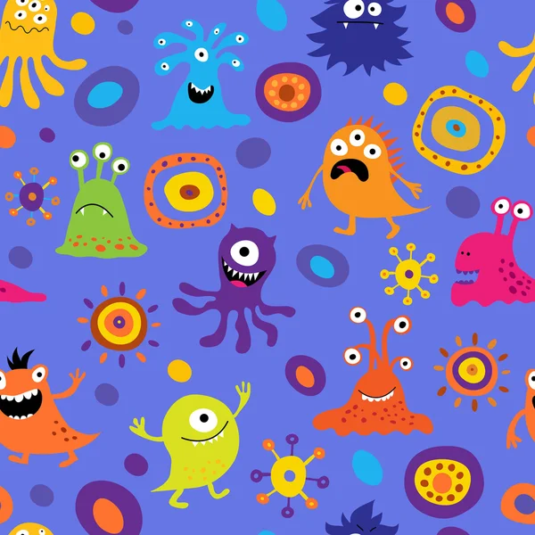 Seamless background with colorful monsters — Stock Vector