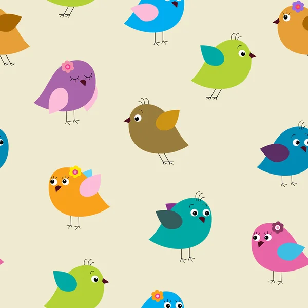 Seamless pattern with colorful birds birds — 스톡 벡터