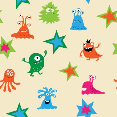 Cute seamless pattern with monsters