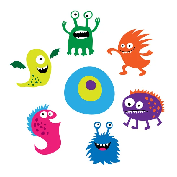 Seth bright funny cute monsters — Stock Vector