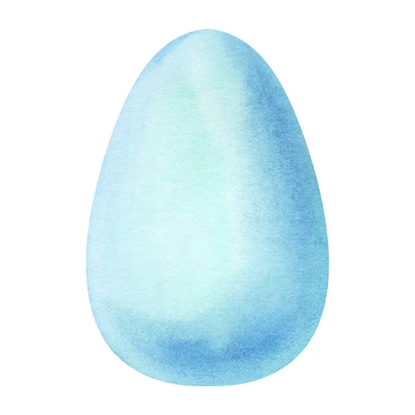 Акварельне зображення пофарбованого яйця ніжно-блакитного кольору ізольовано на білому тлі. Ручна намальована ілюстрація великоднього яйця. Декоративний елемент для скрапбукінгу. Дієта здорова їжа . Стокове Зображення
