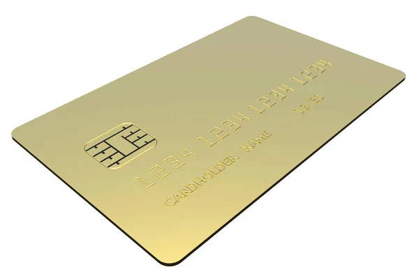 Jedna Prázdná Zlatá Kreditní Karta Izolovaná Bílém Pozadí Koncept Luxusního — Stock fotografie