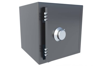 Siyah metal kasayı para ya da beyaz arka planda izole edilmiş belgeler için aç. 3d oluşturma