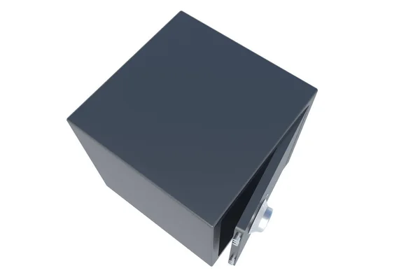 打开黑色金属保险柜 用于现金或文件分离的白色背景 3D渲染 — 图库照片