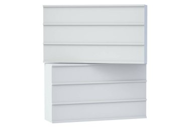 Two blank vintage lightboxes or signboards isolated on white background. 3d rendering