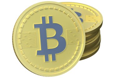 Beyaz zemin üzerinde izole edilmiş kripto para birimi bitcoin altın sikkesi