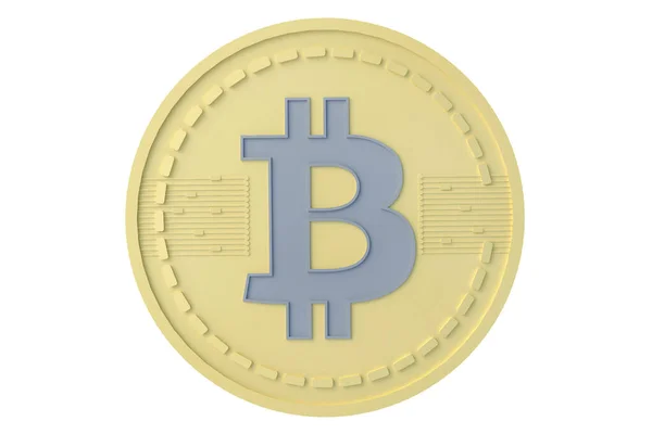Moneda Oro Bitcoin Criptomoneda Aislado Sobre Fondo Blanco —  Fotos de Stock