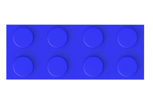 Bloc Jouet Plastique Bleu Isolé Sur Fond Blanc Forme Rectangulaire — Photo