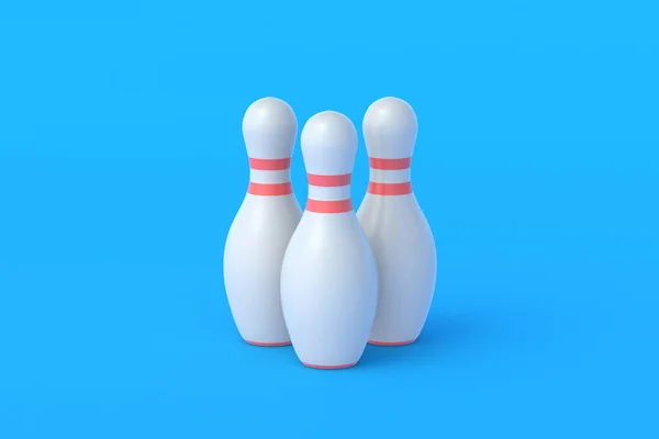 Pini Bowling Alb Fundal Albastru Sportul Activ Hobby Petrecere Timpului — Fotografie, imagine de stoc