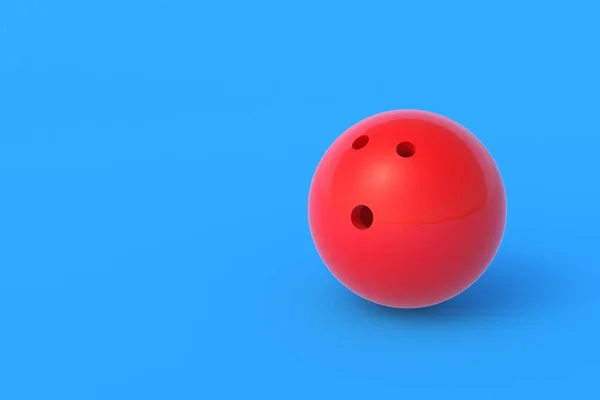 Rote Bowlingkugel Auf Blauem Hintergrund Aktiver Sport Hobby Und Freizeit — Stockfoto