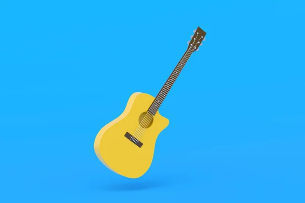 Una Guitarra Vintage Sobre Fondo Azul Instrumento Cuerda Retro Educación — Foto de Stock