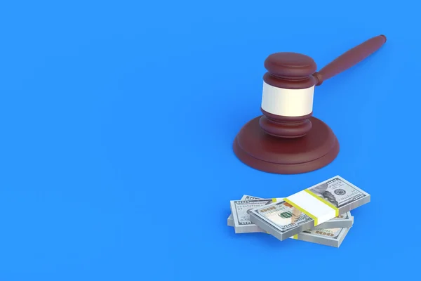 Судья Молоток Наличные Синем Фоне Оплата Юридического Образования Торги Аукционах — стоковое фото