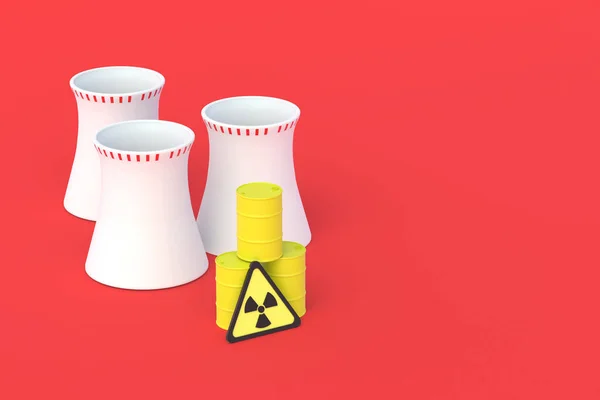 Nuclear Power Plant Barrels Radioactive Waste Sign Processing Storage Removal — Fotografia de Stock