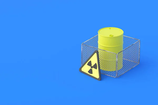 철책과 표지판 방사성 물질이 파이프 방사선 폐기물 — 스톡 사진