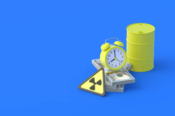 Barrel Toxic Substance Money Alarm Clock Radiation Sign Transportation Dangerous — Stock Photo, Image