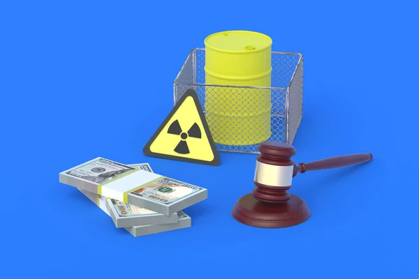 Zehirli Maddeyle Dolu Fıçı Yargıç Tokmak Depolama Taşıma Radyoaktif Atıkların — Stok fotoğraf