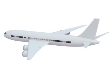 Modern yolcu uçağı beyaz arka planda izole edildi. 3d oluşturma