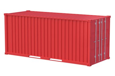 Malların deniz, hava ve yol yoluyla taşınması için metal konteynır beyaz arka planda izole edildi. 3d oluşturma