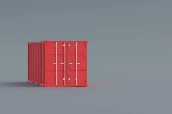 用于在灰色背景下海运 空运和公路运输货物的金属集装箱 运输货物的概念 国际进口 运输服务 复制空间 3D渲染 — 图库照片