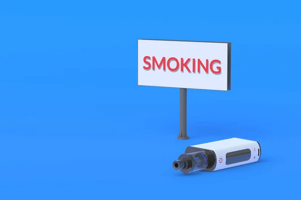 Ηλεκτρονικό Τσιγάρο Κοντά Πινακίδα Λέξη Κάπνισμα Διαφήμιση Ηλεκτρονικών Τσιγάρων Ενημέρωση — Φωτογραφία Αρχείου