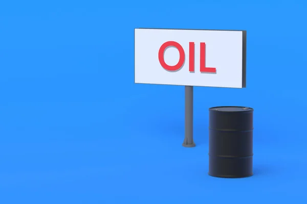 Barile Vicino Cartellone Con Parola Olio Acquisto Vendita Risorse Energetiche — Foto Stock