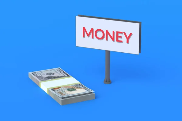 Banknotes Dollars Billboard Word Money Big Earnings Winnings Financial Investments — Stock Photo, Image