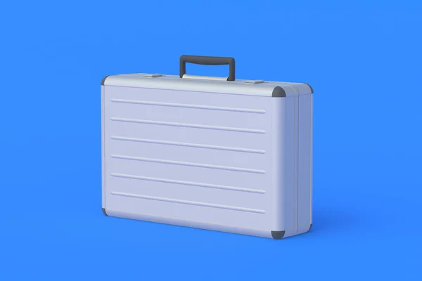 Metal Suitcase Money Documents Blue Background Render — Stock Photo, Image