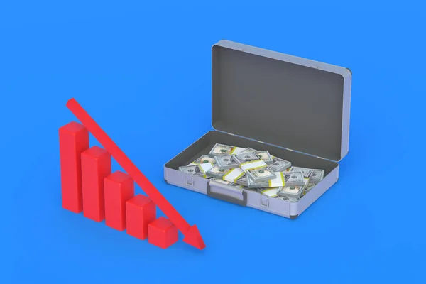 Suitcase Full Money Graph Arrow Forecasting Investor Losses Analysis Company — Φωτογραφία Αρχείου