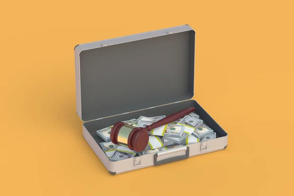 지폐가 뚜껑없는 가방이요 불법적 계좌의 소유이다 부패에 부문의 — 스톡 사진